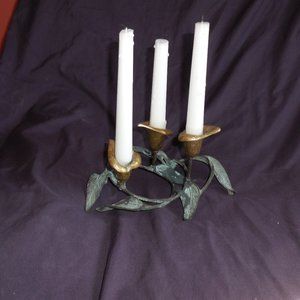 Candelabra w/leaf base & Calallily candle holder